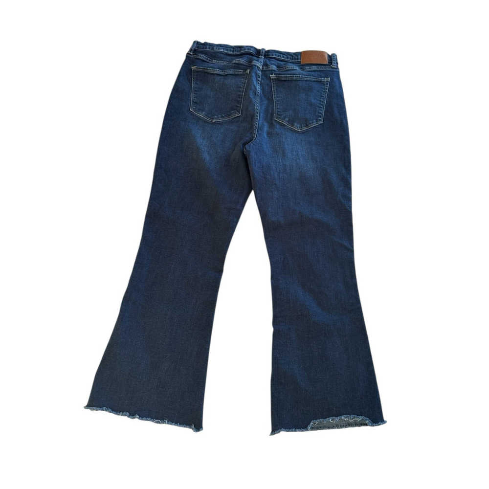 Lucky Brand High Rise Flare Stevie Denim Jeans Womens Size 14 / 32 Blue Raw Hem - Picture 2 of 16